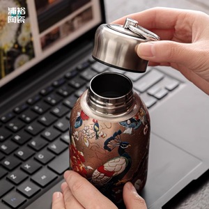 Thermos rétro mini en acier inoxydable 316 avec poignée, bouteille d'eau portable pour l'extérieur, cadeau de voyage isolé - Product Image 3