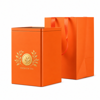Boîte en fer blanc carrée vide de qualité supérieure avec sac intérieur en feuille d'aluminium pour le stockage du thé, logo personnalisé, boîte en fer blanc carrée de qualité alimentaire en gros