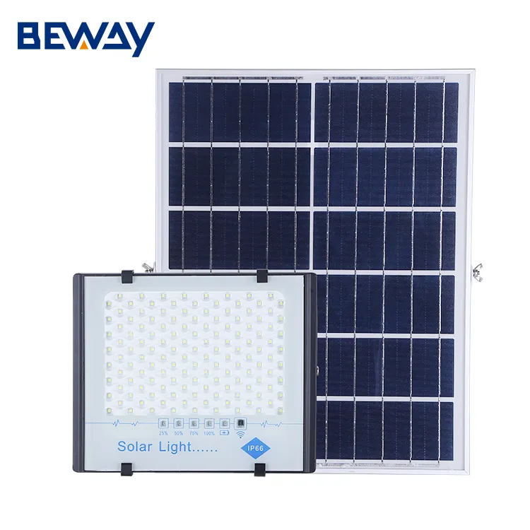 Beway công suất cao nhôm IP66 không thấm nước 25Watt 40Watt 60watt 100Watt 200Watt ngoài trời LED năng lượng mặt trời nhẹ Lũ lụt