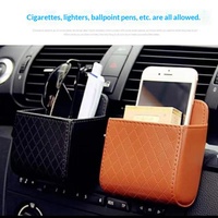 Sac de rangement en cuir de style professionnel pour voiture, support de téléphone portable suspendu à la sortie d'air, boîte de rangement pour fente de siège, accessoires intérieurs