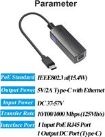 Adaptateur convertisseur SDAPO GP2C5V DC/OUT PoE vers USB C, convertit le PoE en sortie 5V/2A Type-C Gigabit PoE vers USB-C