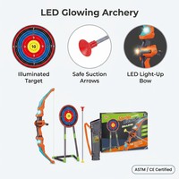 Ensemble d'arc et de flèches lumineux à LED pour enfants, jouet de tir à l'arc lumineux avec cible sur pied, flèches à ventouse, jeu de tir interactif