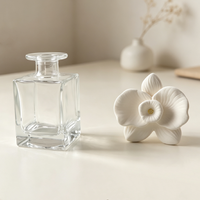 Diffuseur de parfum d'ambiance de luxe 150 ml en verre écologique avec pierre aromatique en céramique parfumée à la lavande et bâtonnets en rotin