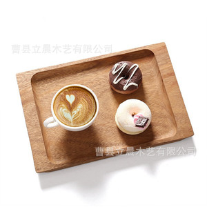 Solid Wood Rectangular <b>Tea</b> <b>Tray</b> Cup Holder For Home Hotel Use Simple Wooden Serving Plate With Cake And Coffee - Product Image 3