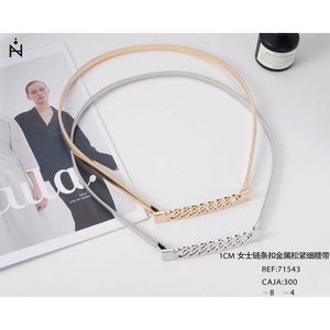 CITURONES Ceinture élastique en métal avec boucle à chaîne pour femme, ceinture de mode de 1 cm pour robe - Product Image 1