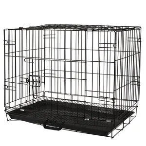 Jaula plegable de aluminio para perros y gatos, jaula de acero inoxidable para mascotas