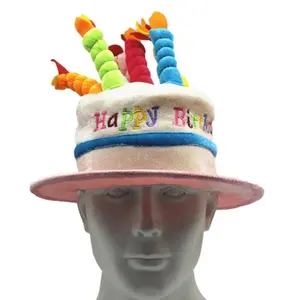 성인 생일 축하 모자 케이크 양초 파티 모자 핑크 블루 편지 인쇄 모자