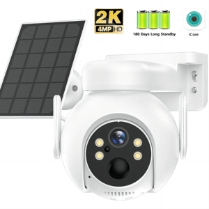 Mini Cámara de Seguridad Solar para Exteriores de 3MP con Visión Nocturna, Audio Bidireccional, IP66 Impermeable, Vista de 360°, WiFi Inalámbrico para Seguridad del Hogar - Product Image 2