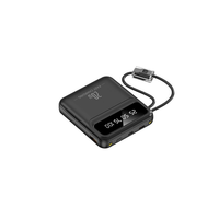 Batterie externe 10000mAh 20000mAh avec câbles intégrés, cordon, affichage numérique LED, chargeur portable rapide, double sortie USB