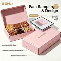 Boîte à biscuits rose personnalisée avec logo en feuille d'or, avec inserts séparateurs, 6 compartiments, boîte d'emballage en papier pour pâtisserie, biscuits, cadeaux, qualité alimentaire