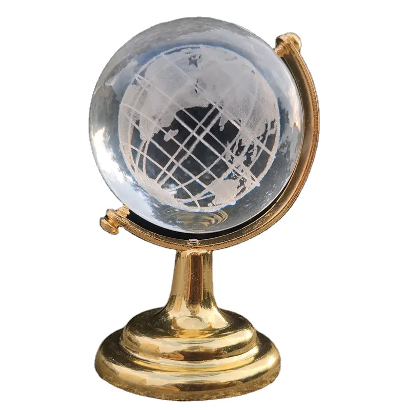 نموذج تذكار من Honor of Crystal بالجملة K9 نموذج كريستال أرض زجاجي مخصص لخريطة العالم مطبوع بالليزر