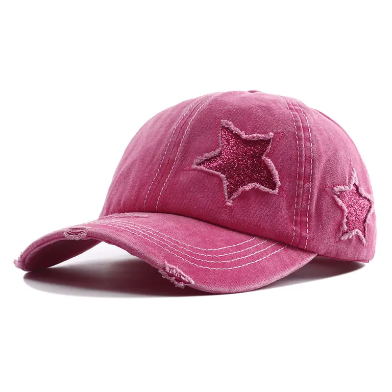 Mulheres Moda High Street Baseball Cap Brilhante Estrelas Rabo De Cavalo Abertura Caps Chapéu para Meninas