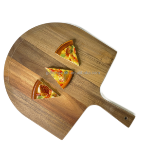 Tablero de pizza Origen Servidor de madera maciza Paleta de madera para pelar <span class=keywords><strong>Pala</strong></span> para hornear Bambú Tamaño personalizado Forma Precio de fábrica 12 15 22 pulgadas - Product Image 4