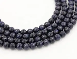 精品珠宝治疗能量散珠厂家价格天然深蓝色砂岩珠宝制作珠