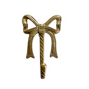 Vintage Brass Bow and Flower Wall Hook Decorative Metal Clothes Hook Key Holder Towel <b>Robe</b> <b>Coat</b> Hat Bag Hanger Wall Mounted - Product Image 1