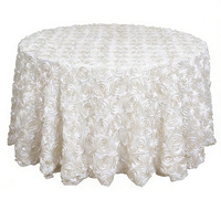 Nappe 3D Rose en Gros, Housse de Table Personnalisée Blanc Ivoire pour Événements de Mariage