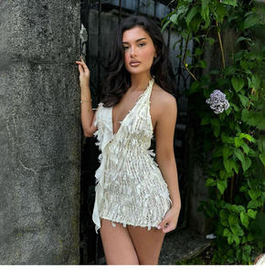 2024 abiti da sole alla moda Casual <span class=keywords><strong>Sexy</strong></span> scollo a V abito corto da ragazza senza maniche <span class=keywords><strong>abbigliamento</strong></span> estivo da <span class=keywords><strong>donna</strong></span> da <span class=keywords><strong>donna</strong></span> - Product Image 4