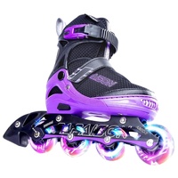 Patins à roulettes ajustables et lumineux, grandes tailles, roues en PU violettes, chaussures de fitness pour l'extérieur, pour enfants et adultes