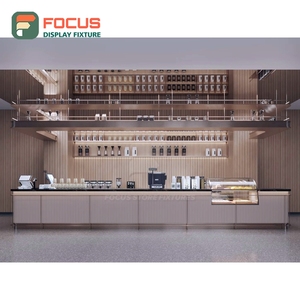 Exhibidor de Productos de Café Integrado con Acabado de Madera Laminada para Área de Recogida de Clientes, Exhibidor de Productos para Cafetería - Product Image 4