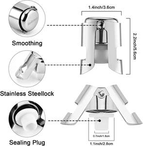 Customized Logo Stainless Steel Champagne <b>Stopper</b> Durable PP Material Vacuum Sealed Sparkling <b>Wine</b> Bottle Cap Logo Made Metal - Product Image 2