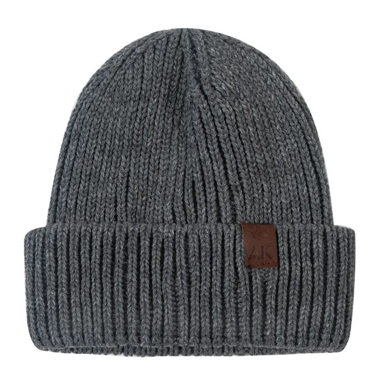 Wholesale Custom Logo Outdoor Winter Warm Fleece Lining Thick Ski Hats Men Women Knitted Beanie Hat