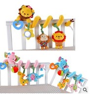 Jouets en peluche pour bébé, ensemble de hochets musicaux à tirer, en velboa noir, pour poussette, siège de sol, lapin, lit de bébé, spirale
