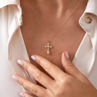 <strong>Gothic</strong>-style Cross Pendant Roman-patterned Engraved Zircon Copper Electroplated <strong>Necklace</strong> for Women-New <strong>Best</strong>-<strong>Selling</strong> Cross-Border