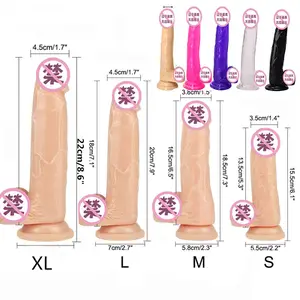 Jouet pénis artificiel en gelée douce de différentes tailles pour adulte Pénis en caoutchouc cristal coloré gros gode réaliste pour femme