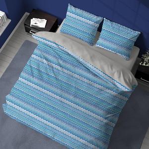 Juego de Funda de Edredón 100% Algodón BAIA UK Queen 200x200cm Azul con Patrón de Zigzag - Product Image 3