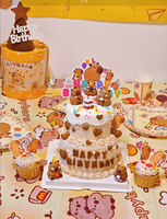 Vaisselle de fête Capybara, décoration d'anniversaire, assiettes en papier jetables pour enfants, gobelets, serviettes, ballons, décorations de gâteau, boîtes à popcorn