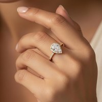 Bague de fiançailles en diamant de laboratoire taille poire 2-5 carats, double halo, or massif 14K 18K, certifiée IGI, bijoux de mariée