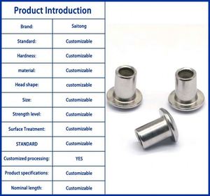 Rivets semi-tubulaires en acier inoxydable 304 plaqués nickel, tête ronde, norme ISO, fixations industrielles certifiées ISO 9001 - Product Image 2