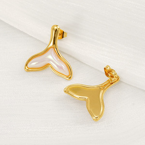 Zogxin Geometric Mermaid Tail Stud Earrings Gold Stainless Steel Party Fashion Jewelry - Product Image 4