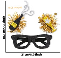 Verres de style champagne 2027, verres noirs et dorés pour le Nouvel An 2027, décorations de fête du compte à rebours, montures de verres à rayures étoilées