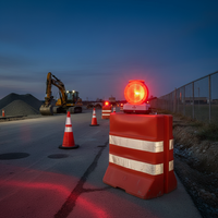 Feu de signalisation solaire rouge B2B en gros, clignotant unidirectionnel à LED, matériau PC, protection IP55, prisme haute intensité pour le sol