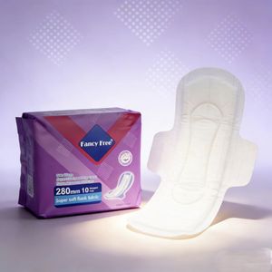 Serviette hygiénique maxi jetable en coton biologique avec ailettes, super absorbante et respirante, protection anti-fuites en PE - Product Image 1
