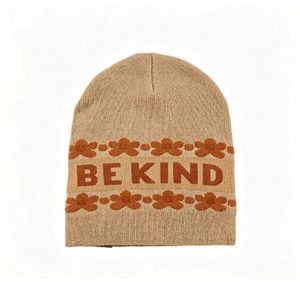 BE KIND Floral Knit Beanie Cozy Soft Embroidered Ski Hat Cute Flower Pattern Winter Beanie <b>Cap</b> for <b>Men</b> Women - Product Image 3
