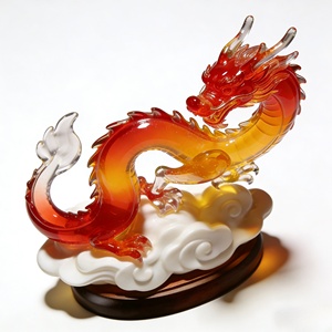 รูปปั้นมังกรเรซินคริสตัลใสนำโชคมาเป็นมงคลอาชีพถอดออก - Product Image 2