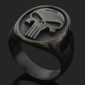 Großhandel Mode Personalisierter Herrenring aus Edelstahl mit Totenkopf, Punk-Stil <span class=keywords><strong>Punisher</strong></span> Fahrrad Geisterkopf Gothic Ring Schmuck - Product Image 5
