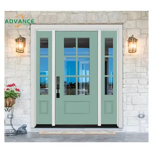 High Quality Residential Fiberglass Front Door With Glass Exterior Door Design