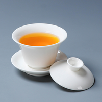 MINGSHUO Nouvelle Tasse à Thé en Porcelaine Blanche Douce avec Couvercle, Gaiwan Anti-brûlure Unique, Bol à Thé Kung Fu en Céramique Effet Coquille d'Œuf, Écologique