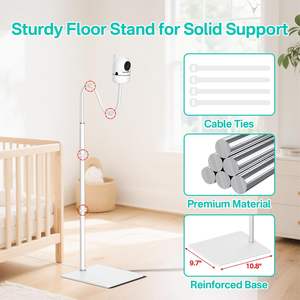 Soporte de Suelo con Trípode y Altura Ajustable, con Wi-Fi, para Monitor de Bebé, con Bandeja de Almacenamiento, Compatible con <span class=keywords><strong>HelloBaby</strong></span> Pro y Eufy Owlet - Product Image 5