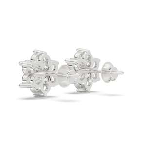 Pendientes de Botón con Diseño de Racimo de Flores con Diamantes Cultivados en Laboratorio VVS, Chapados en Rodio, Aspecto de Oro de 10K/14K/18K, Diseño Moderno para Fiestas y Bodas - Product Image 3