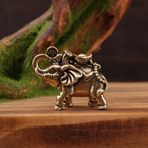 Brass <b>Elephant</b> Ornament 2Pcs Feng Shui Wealth Charm For Home Office Desk <b>Decor</b> - Product Image 4