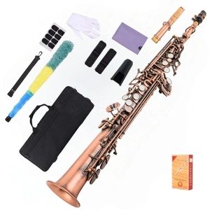 Saxofón Soprano Negro Dorado en Si bemol, Tubo Recto, Varios Colores Opcionales, Instrumentos de Viento - Product Image 2