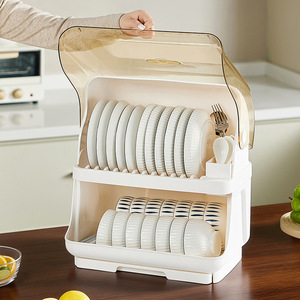 Draining <b>Dish</b> <b>Rack</b> Double Layer With Tray Quick Dry For Kitchen Storage M Size Square Shape - Product Image 2