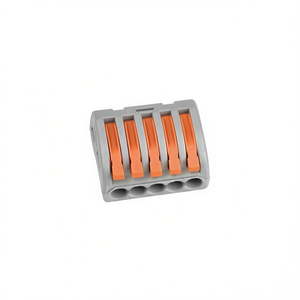 ขั้วต่อสายไฟแบบสปริง 5 ขั้ว สีเทาส้ม บล็อกขั้วต่อสายไฟ 5 พิน - Product Image 2