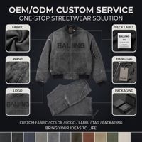 Ensemble survêtement streetwear hip-hop pour homme : Blouson bomber gris anthracite délavé et pantalon cargo, broderie, vêtements d'extérieur zippés