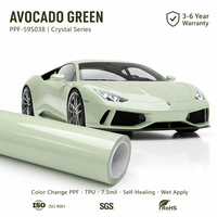 Film adhésif vinyle vert avocat cristallin à changement de couleur, anti-rayures, amovible, sans bulles, sans décoloration, haute élasticité pour carrosserie de véhicule