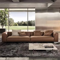 Italienisches Minimalistisches Hotel-Wohnzimmer Roger Ledersofa Designer-entworfenes Geradliniges Modell Bewegliches Holzrahmen-Sofa